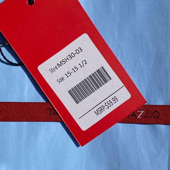 Tazzio Blue Dress Shirt.  Notch lapel. Size M. Neck 15-15.5 sleeve 32/33.  NEW! - Picture 6 of 6